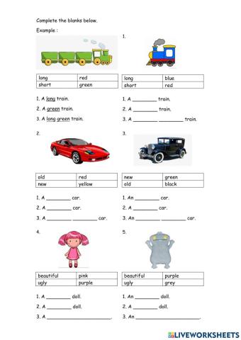 Year 1 Superminds page 25 - adjectives writing exercise