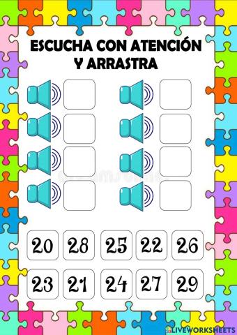 Los números del 20 al 29