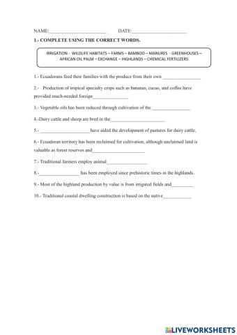 Agricultural and industtrial Ecuador