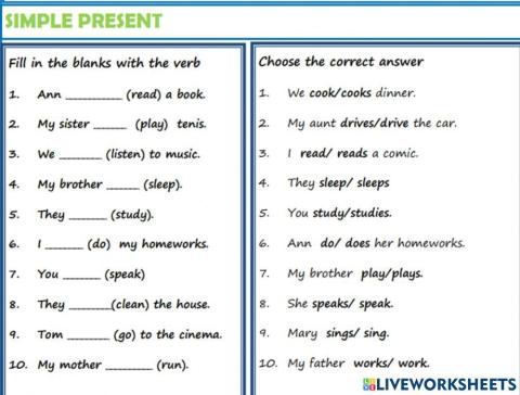 Present simple: affirmative