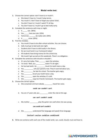 Modal verbs exam