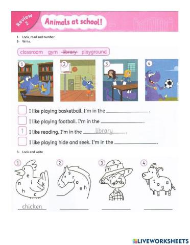 Review 2 - animals at school activities