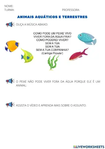 Animais aquáticos e terrestres