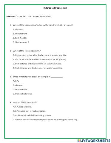 Distance and Displacement
