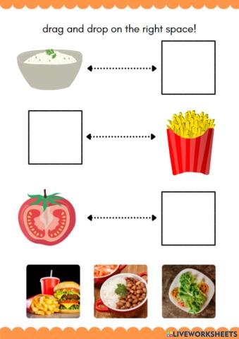 Drag and drop foods