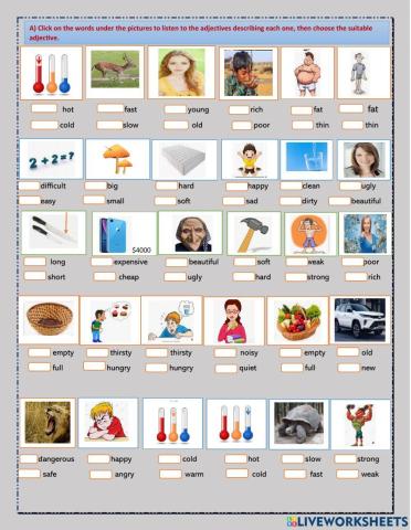 Exercise about adjectives