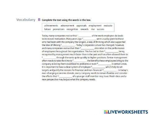 Performance - Vocabulary