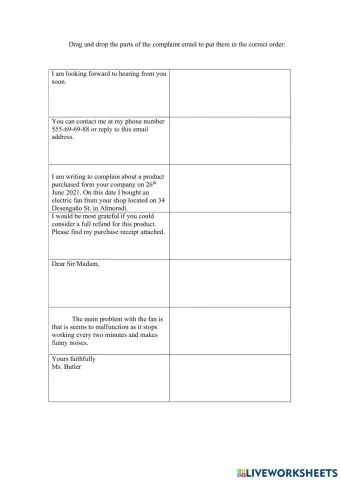 Complaint formal email