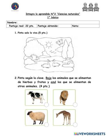 Evaluación de ciencias naturales 2