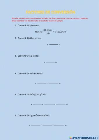 Factores de conversión