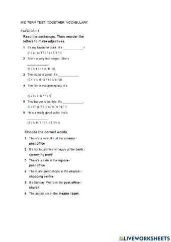 Mid Term Together Vocabulary