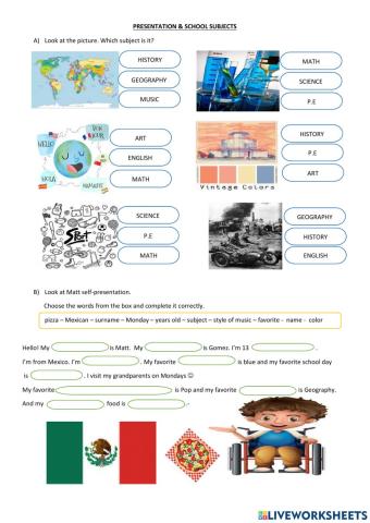 Presentation & School Subjects