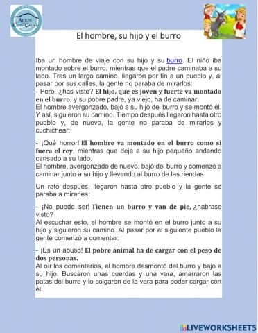 El hombre,su hijo y el burro.