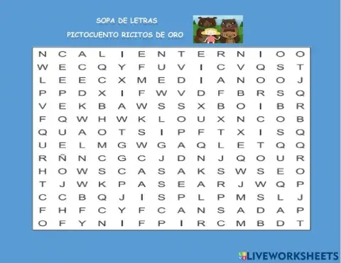 Sopa de letra ricitos de oro