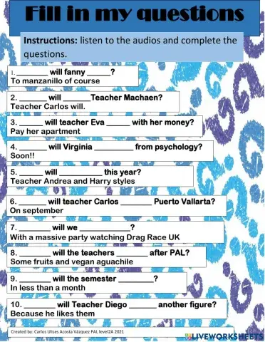 Wh questions using will