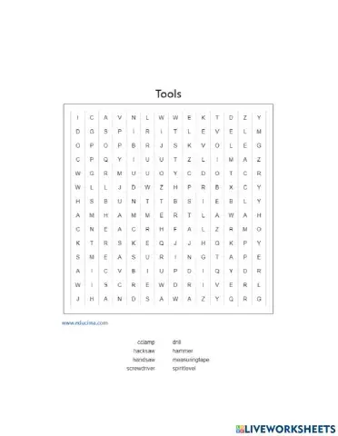 Tools wordsearch