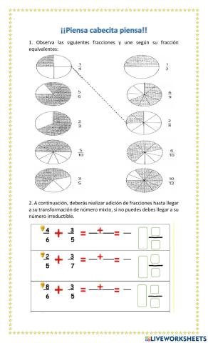 Fracciones equivalentes y adición de fracciones