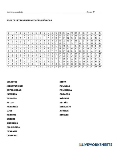 Sopa de letras enfermedades crónicas