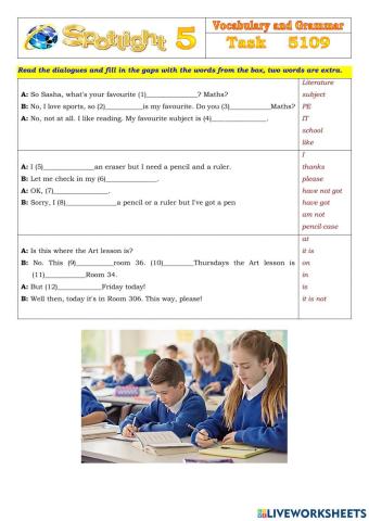 Spotlight 5 Task 5109