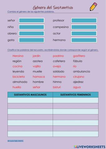 Género del Sustantivo