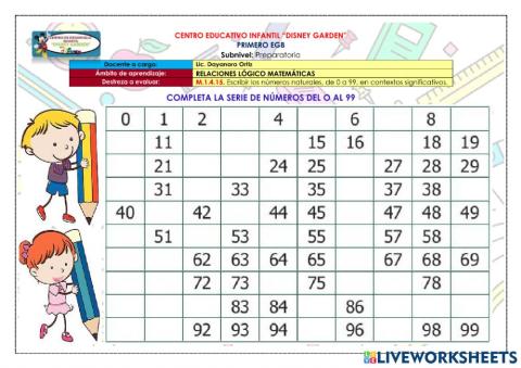 Números del 1 al 90