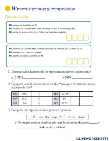 Primos y compuestos