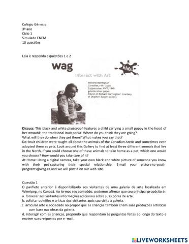 Simulado ENEM 3º ano