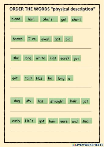 ORDER THE WORDS. Physical description