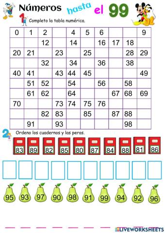 Números del 0 al 99
