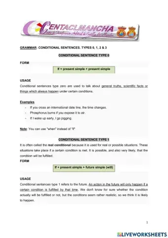 Conditionals 1, 2, 3