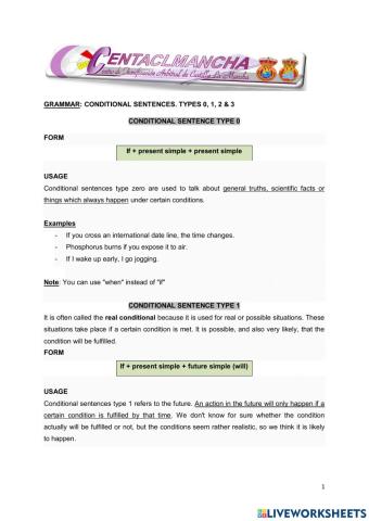 Conditionals 1, 2, 3