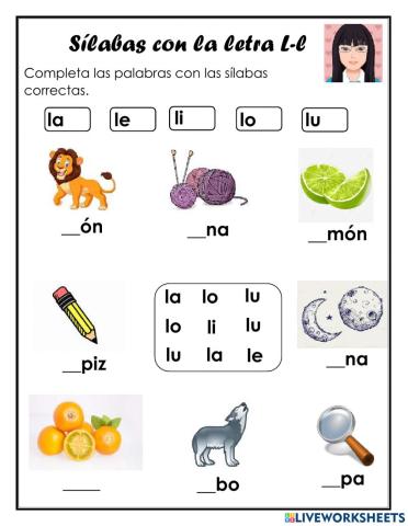 Silabas con L-l