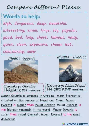 Comparing places -Speaking