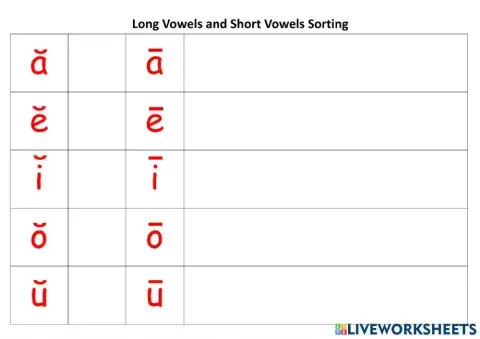 Long Vowel and Short Vowel Sorting