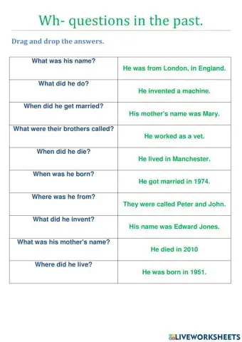 Wh- questions in the past