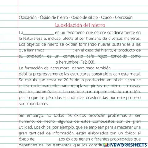 La Oxidación del hierro