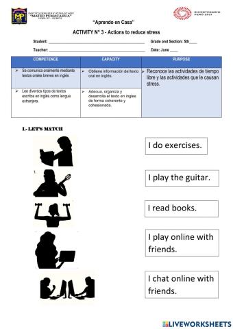 Actions to reduce the stress