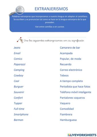Extranjerismos y sus correspondientes equivalencias en castellano