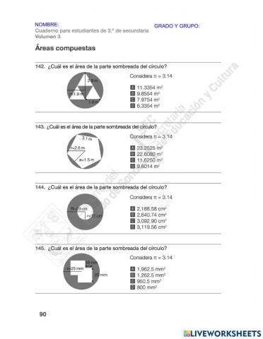 Areas compuestas y algebra