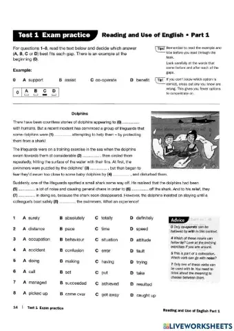 FCE - Test 1 - Use of English Part 1 and 2