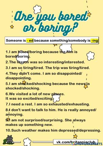 - ed or - ing Adjectives