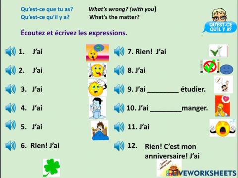 Des expressions avec avoir