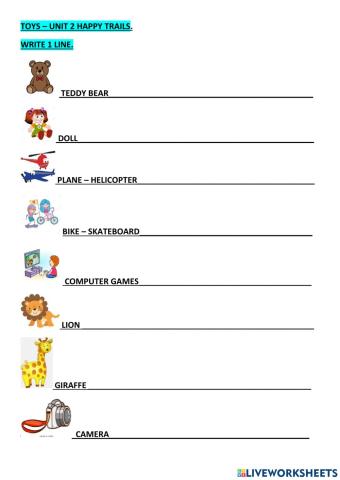 Vocabulary toys-unit 2 happy trails