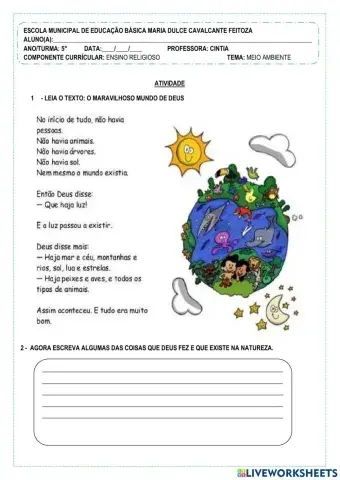 Meio ambiente- ensino religioso