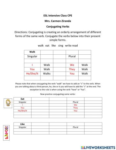 Conjugating Verbs Present Simple