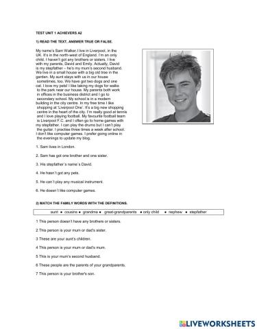 Test achievers a2 unit 1