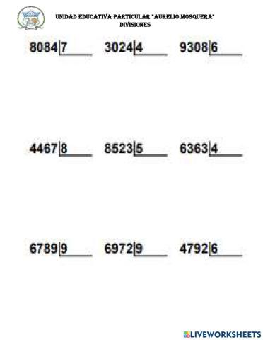 Divisiones de una cifra