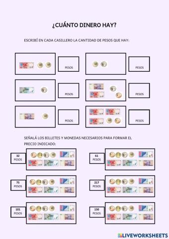 Billetes y monedas (Hasta 300)