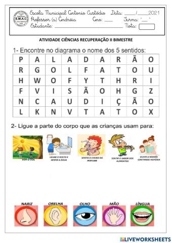 Avaliação de Ciências 2º bimestre