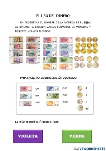 Billetes y monedas (Dirige a dos niveles)